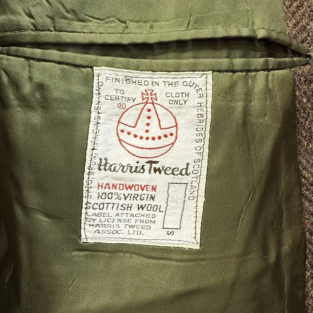 Vintage 60s Harris Tweed Sport Coat 42R Brown‎ Herringbone Ivy League Union Made
